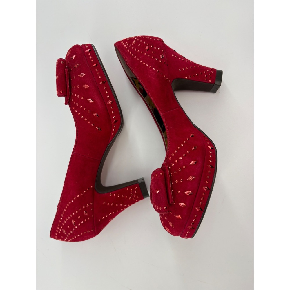 Miss L Fire Poiret Red Glitter 1940s Rockabilly Heels US 9 EU 40 - Picture 5 of 9